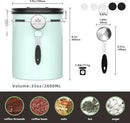 35OZ Coffee Canister for ground coffee with Date Tracker,Mint Green 304 Stainless Steel Kitchen Food Airtight storage container for Coffee Beans or Grounds, Tea, Sugar by CozyNest Decor