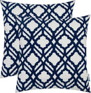 HWY 50 Dark Blue Decorative Throw Pillow Covers 18x18 Inch, Pack of 2 Embroidered Cotton Farmhouse Cushion Cover Pillow Case for Sofa Couch Living Room Bed Bedroon, Trellis by CozyNest Decor