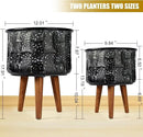 Harvest Land Plant Pots with Stand, Set of 2 Large Modern Planters Metal Tall Handmade Flower Pots with Drainage Holes Indoor Outdoor,Grey by CozyNest Decor