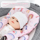 Infant Car Seat Insert, Car Seat Head Support Baby Girls Boys, Soft & Reversible Newborn Carseat Insert Cushion with 2 Strap Covers, for Stroller, Swing, Bouncer (Pink Rainbow) by TinyTreasures Baby Boutique