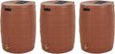 Good Ideas Rain Wizard 50 Gallon Plastic Outdoor Home Rain Barrel Water Storage Collector with Brass Spigot and Flat Back Design, Terra Cotta (3 Pack) by GreenHaven Gardens