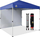 CROWN SHADES 8x8 Pop Up Canopy with 1 Side Wall - Beach Tent with One Push Setup - Outdoor Sun Shade for Events, Parties, Camping - Gazebo with STO-N-Go Cover Bag (Navy Blue) by GreenHaven Gardens