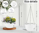 2 Pack 12 Inch Large Hanging Planters with Chains Self Watering White Plastic Hanging Pots for Indoor Outdoor Plants, Garden Porch Home Decor，White by GreenHaven Gardens