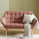 48”Small Loveseat Sofa, Modern Linen Upholstered Mini Couch 2-Seater Fluffy Love Seat with Quilting Backs and Wood Legs for Small Space Living Room, Bedroom, Pink by CozyNest Decor