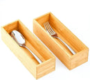 Umilife Bamboo Kitchen Drawer Organizer, Extra High Silverware Tray, Flatware Cutlery Storage Box, Multi-Use Holder in Office, Bathroom, Pantry - 9"x3"x2.5" (Set of 2) by CozyNest Decor