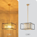 5-Lights K9 Crystal Chandelier, Modern Style Pendant Light Fixture for Dining Room, Bedroom & Living Room, Gold & Black Finish, L16.5 * W16.5 * H12~48 inch (Adjustable Height) by CozyNest Decor