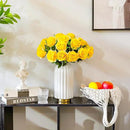 Yellow Fake Roses Artificial Flowers - 16 Pcs Fake Artificial Roses Silk Flowers with Stems for Home Wedding Hotel Office Centerpiece Decor by CozyNest Decor