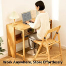 31.5" Bamboo Folding Desk,Space-Saving Computer Desk for Small Spaces, Foldable Study Table for Bedroom, Home Office, Dorm, Apartment（Natural） by CozyNest Decor