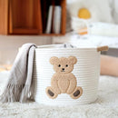 INough Cotton Rope Basket Toy Storage Baskets for kids Laundry Hamper, Gift Basket Empty Baby Shower Baskets with Handles, Cute Bins Blanket Stuffed Animal Storage for Nursery, Living Room Decor, Bear by TinyTreasures Baby Boutique