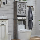 Over The Toilet Storage Cabinet, Farmhouse Bathroom Cabinet with Adjustable Shelf & Barn Door, 67" Tall Over The Toilet Shelf, Grey Wash by CozyNest Decor