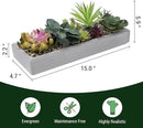 MyGift 15 Inch Mixed Color Assorted Artificial Succulent Plant Arrangement in Modern Gray Clay Planter Tray by CozyNest Decor