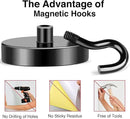 MIKEDE Black Magnetic Hooks Heavy Duty, 150LB+ Strong Neodymium Magnets for Refrigerator, Magnetic Hooks with Epoxy Coating for Hanging, Magnets with Hooks for Cruise, Home, Workplace - 10 Pack by CozyNest Decor