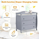 Costzon 3-Drawer Changing Table, Infant Diaper Changing Station with Drawers, Safety Rails & Strap, Baby Changing Table Dresser for Nursery, Easy Assembly (Gray) by CozyNest Decor