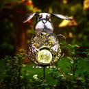 KAIXOXIN Garden Solar Lights Metal Dog Crackle Glass Globe Stake Light,Waterproof Warm White LED Solar Path Lights (Dog-Bronze) by GreenHaven Gardens
