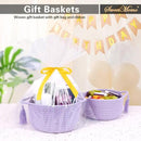 Small Purple Basket, Cute Woven Gift baskets with Cellophane Wrap set for Girl, Decorative Cotton Rope Container Bin, Little Makeup Brushes Holder for Bathroom Counter, Vanity, Cosmetics – lavender by CozyNest Decor