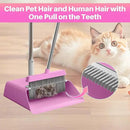JOYMOOP Pink Broom and Dustpan Set with 56” Handle, Upright Angle with Built-in Comb Teeth for Hardwood Floors and Pet Hair by CozyNest Decor
