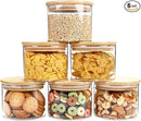 15oz Glass Food Storage Jars, Glass Jars with Bamboo Lids, Kitchen Storage Jars, Set of 6, Canisters with Airtight Lids for Spice, Coffee, Cookie, Pantry Organizers by CozyNest Decor