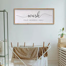 Wash Your Worries Away Bathroom Wall Art 24×10 Inch Wood Framed Decor Funny for Laundry Room Restroom Modern Rustic Inspirational Sign (Wood) by CozyNest Decor