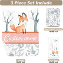 Custom Name Crib Bedding Set - Fox Theme, Personalized Nursery Bedding 3-Piece Set– Soft Blanket, Fitted Sheet, Changing Pad Cover – for Newborns Girls Nursery Gifts by TinyTreasures Baby Boutique