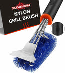 Grill Brush and Scraper, Safe Nylon Bristles Barbecue Triple Scrubbers Cleaning Brush for Cast Iron Grates/Porcelain/Weber Gas/Charcoal Grill,Extra Strong BBQ Cleaner Accessories (Blue) by GreenHaven Gardens