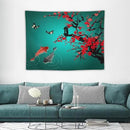 Japanese Koi Fish Tapestry, Cherry Blossoms Asian Oriental Green Teal Floral Branch Koi Fish Carp Tapestries Wall Hanging for Bedroom Living Room Office Decor 40"x30" by CozyNest Decor