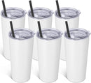 VEGOND 20oz Tumbler Bulk with Lid and Straw 6 Pack, Stainless Steel Vacuum Insulated Tumbler, Double Wall Coffee Cup Travel Mug, White by TinyTreasures Baby Boutique