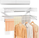 Wall Mounted Drying Rack for Laundry 31.5'', Folding Drying Rack Clothing Wall Mount with 5 Rods, Space Saving for Indoor Outdoor Bathroom Balcony (White 31.5") by CozyNest Decor