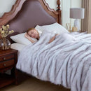 Fluffy Faux Fur Throw Blanket – Super Soft Warm Thick Plush Blanket for Bed, Couch & Office, Cozy Fuzzy Throw with Flannel Backing,90"x90", White by CozyNest Decor