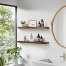 Floating Wall Shelves 2-Pack - 24-Inch Rustic Brown Wooden Shelves for Storage and Décor, Easy Installation for Living Room, Bedroom, and Kitchen by CozyNest Decor