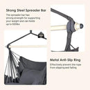 Highwild Hammock Chair Hanging Rope Swing - Max 500 Lbs - 2 Cushions Included - Steel Spreader Bar with Anti-Slip Rings - for Any Indoor or Outdoor Spaces (Grey) by GreenHaven Gardens