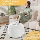 MeMoreCool Round Stuffed Pouf Ottoman Foot Rest, Floor Pouf Foot Stool with Soft Foam Chunk Filling, Small Round Ottoman Footstool Circle Footrest for Living Room, Off-White by CozyNest Decor