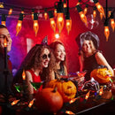 27.8Ft Halloween Decorations Flickering Flame String Lights with 27 Pack Orange Clear Flame Light Bulbs (4 Spare E12 Bulbs), Orange Christmas Lights Outdoor for Home Party Christmas Halloween Decor by GreenHaven Gardens