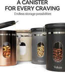 Veken Coffee Sugar Canister with Window, Coffee Lover Gift Set,Airtight Stainless Steel Kitchen Food Storage Container Gifts, Date Tracker & Scoop for Grounds Coffee,Beans,Tea,Flour,Cereal,22OZ,Cream by CozyNest Decor
