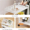 HITNET White Bar Cart, Home Bar Serving Cart, Kitchen Trolley on Wheels with Storage, 3 Tier Rolling Beverage Cart for Living Room Kitchen Home Office by CozyNest Decor