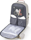 MOMUVO Diaper Bag Backpack, Quilted Baby Bag with Changing Pad and Stroller Straps and Pacifier Case, Multifunction Waterproof Travel Diaper Bags, Unisex, Light Grey and Pink by TinyTreasures Baby Boutique