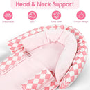 Baby Car Seat Head Support for Newborn, GFU 2 in 1 Infant Car Seat Head Body Support with Strap Pads, Soft Stroller Cushion Pillow Insert for Girls, Fits for Stroller, Swing, Pink by TinyTreasures Baby Boutique