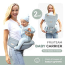FRUITEAM 6-in-1 Baby Carrier with Waist Stool/Hip Seat for Breastfeeding, One Size Fits All - Adapt to Newborn, Infant & Toddler (Blue) by TinyTreasures Baby Boutique