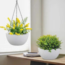 8 inch Small Hanging Planters for Indoor Outdoor Plants, 2 Pack Hanging Flower Pots with Drainage Holes and Chain for Garden Porch Plants, Plastic Hanging Baskets for House Plants, White by CozyNest Decor