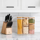 ComSaf Glass Spaghetti Pasta Storage Containers with Lids 2.2 Qt Set of 3, Tall Clear Airtight Food Storage Jar with Lid for Noodles Flour Oat Cereal Sugar Beans, Sqaure Spaghetti Pantry Containers by CozyNest Decor