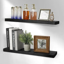 Solid Wood Floating Shelves Set of 2 - Natural, Warp & Crack Resistant 23.62 Inch Wall Shelf with Invisible Brackets Thicker, More Durable for Bathroom, Bedroom, Kitchen, Living Room (Black, 23.62) by CozyNest Decor