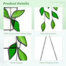 Stained Glass Window Hanging Green Plant Window Suncatcher Handcrafted Green Faux Plant Window Wall Glass Panel Decor for Plant Lovers,Unique Home Indoor&Outdoor Decor by GreenHaven Gardens