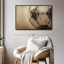Elephant Stock Worn Soccer Ball Wall Art - Horizontal Framed Canvas - 1-Piece Living Room Wall Decor - Photography sports Canvas Print - Brown and Gray Decor for Wall - 31" X 21" by CozyNest Decor