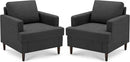 Mid-Century Accent Chair,Modern Linen Fabric Armchair for Living Room,Comfy Upholstered Reading Accent Chairs for Bedroom,Single Sofa Chair with Wood Legs (Dark Grey, 2 Pack) by CozyNest Decor