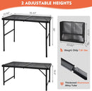 Camping Table with Mesh Desktop, Lightweight & Portable Folding Grill Table, Height Adjustable Metal Outdoor Table for Camp, Cooking, BBQ, RV, Picnic-3 FT Black by GreenHaven Gardens