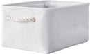 TheWarmHome Decorative Basket for Organizing - Medium-1Pack 13.8L*9.8W*6.7H Rectangular Fabric Storage Bin Organizer Basket with Handles for Clothes (White) by TinyTreasures Baby Boutique