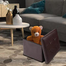 ALASDO Brown Leather Storage Ottoman Footrest Stool, 17x13x13inches, Modern Style by CozyNest Decor