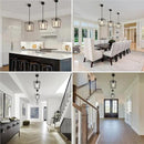 3 Pack Black Pendant Lights for Kitchen Island, 1-Light Farmhouse Metal Pendant Light Cage Kitchen Hanging Light Fixtures with Clear Glass Shade for Dining Room, Entryway, Hallway, Foyer by CozyNest Decor