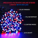 JMEXSUSS 2 Pack Red White and Blue Solar Lights 100LED 33ft Patriot Solar String Lights Waterproof, 8 Modes 4th of July Lights for Independence Day, Gardens, Tree, Outdoor 4th of July Decorations by GreenHaven Gardens