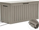 YITAHOME 72 Gallon Outdoor Resin Deck Box with Wheels, Pool Storage Box for Outdoor Cushions, Sports Equipment, Garden Tools, Light Brown by GreenHaven Gardens