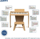 ZIPPY Kids Piano Keyboard, 37 Keys Digital Piano for Kids, Touch Sensitive Control Panel, Built-in Songs, Volume Adjustable, Music Educational Instrument, Wood Piano for 3+ Girls and Boys (Oak Plus) by TinyTreasures Baby Boutique